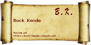 Bock Kende névjegykártya